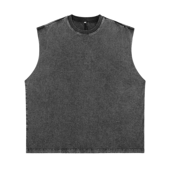 Black Acid Washed Oversized Vest